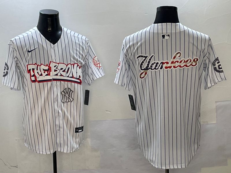 Men New York Yankees Blank White Stripe four generations Joint Name 2025 Nike MLB Jersey style 21->new york yankees->MLB Jersey
